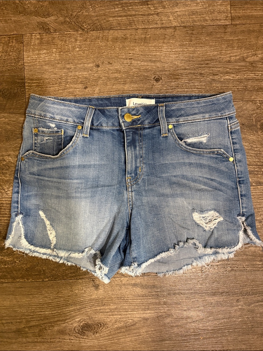 Level 99 Light Blue Distressed Denim Cutoff Shorts size 27